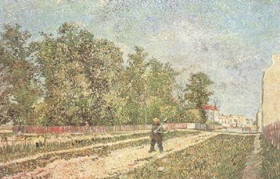Vincent Van Gogh Outskirts of Paris:Road with Peasant Shouldering a Spade (nn04) oil painting picture